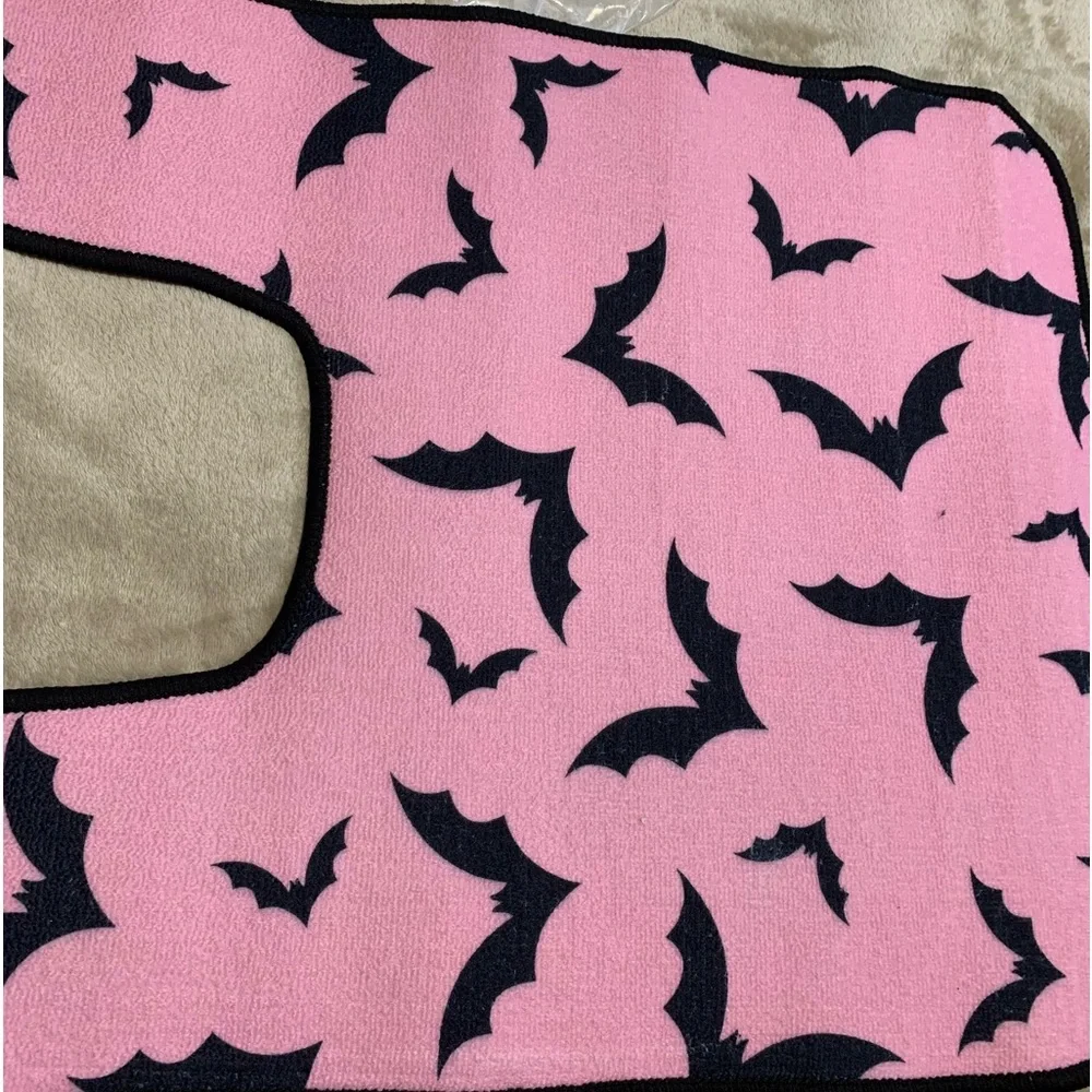 Dolls Kill Pink & Black Bats Bath Mats Rugs Set Duo NWT